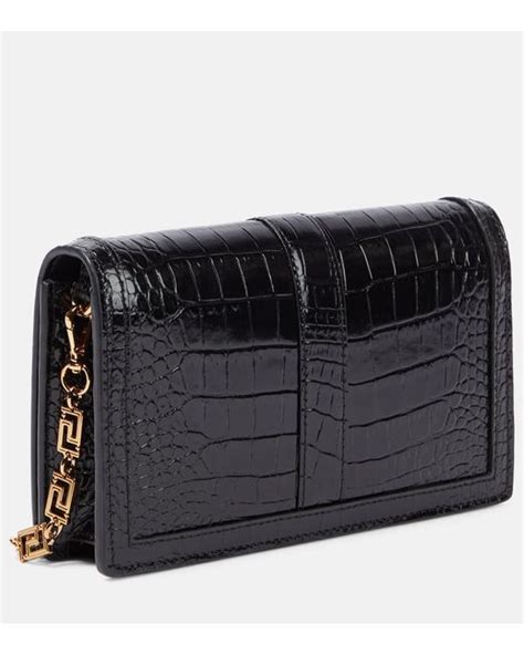 versace greca wallet on chain|Versace La Greca Croc Embossed Leather Wallet on a Chain.